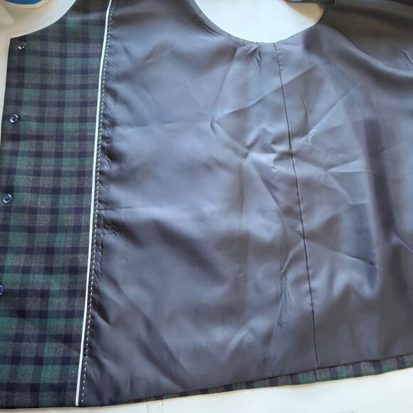 Mander By Karn Bespoke Mens Gray Three-Piece Plaid Suit Jacket Pants Vest - Picture 11 of 16